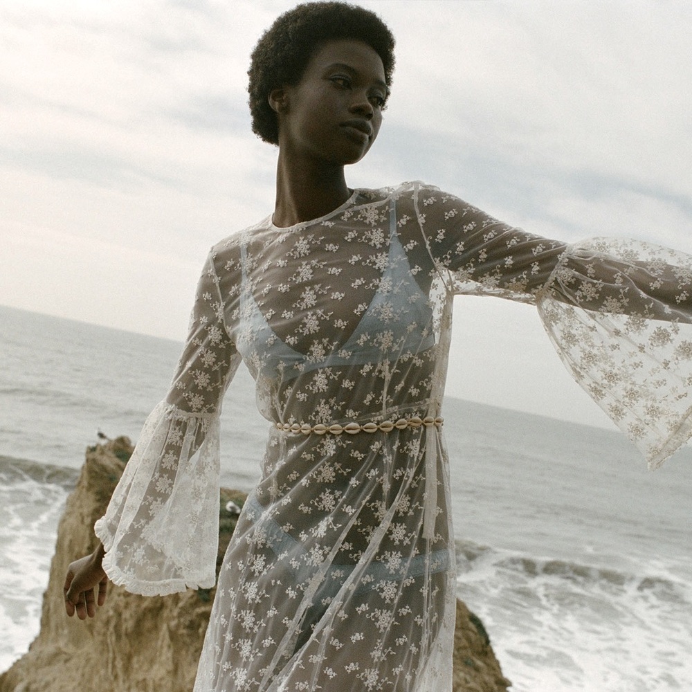 NWT Dôen Adalise Dress XS in Sea Salt White, $505 Never Worn, Vintage Sheer Lace